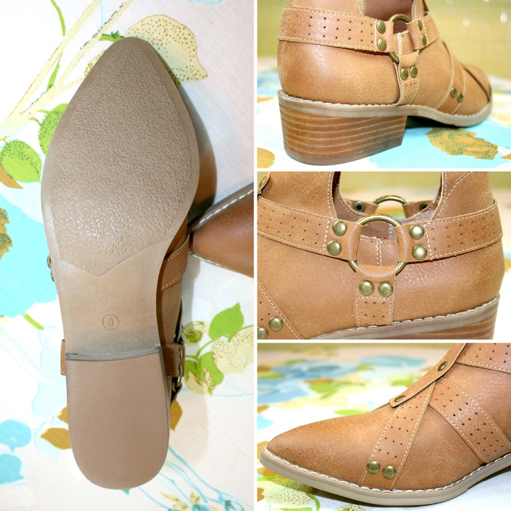 Edgy Studded Harness Pointy Toe Ankle Boot NIB - Picture 7 of 8